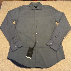 Bugatchi Comfort Stretch Long Sleeve Button Down Shirt Midnight Men’s 15.5 $179